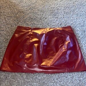 Red Faux Leather Mini Skirt